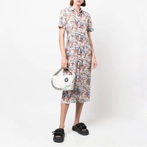 Bimba Y Lola People Watching Beach Photograph Print Short Sleeve Midi Dress